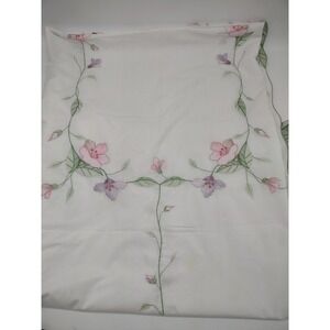 Floral Embroidered Cutout Colorful Tablecloth 66" X 80" Applique Spring Easter